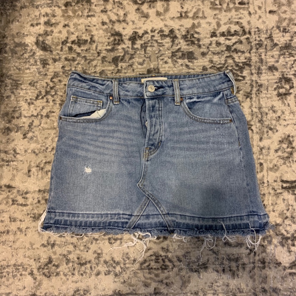 frayed mini jean skirt